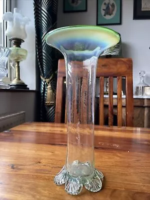Vaseline Glass Vase Large . Victorian Large Vase • £25