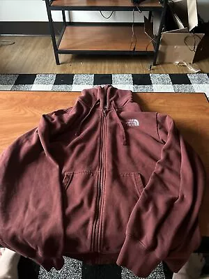 The North Face Red Embroidered Hoodie Sz M  Zip Up • $24.99