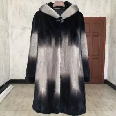 Women Mink Fur Coat Mid Length Ladies Hooded Overcoat Warm Loose Outwear Elegant • $164.77