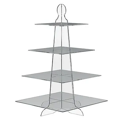 £23.61 • Buy 4 Tier Square Cup Cake Stand Wedding Birthday Party Acrylic Cupcake Display