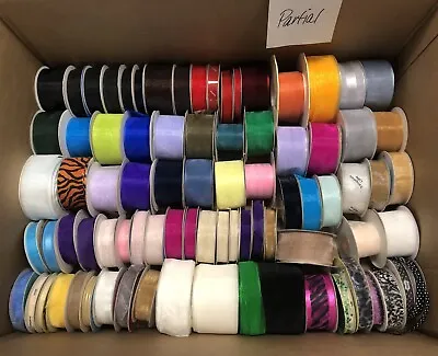 Lot Of Organza Ribbons Partial Rolls Various Colors And Widths • $25