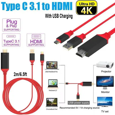 USB C Type-C To HDMI HDTV TV AV Cord Lead Cable 4K For Samsung Galaxy Note10+ 5G • $23.49