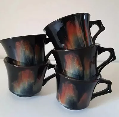 Handmade Pottery Dipped Colorful Mugs Orange Blue & Yellow  • $48.30