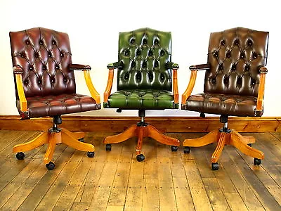 Handmade Chesterfield Leather Gainsborough / Captains Chair • £549