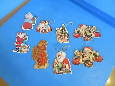 Lot Of 8 Christmas Die Cut Ornaments Santa Children Animals • $13.50