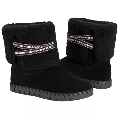 New MUK LUKS Flexi Montauk Boots Women's Size 8 Black Booties Suede Tribal • $55.99