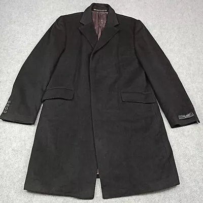 Carl Gross Mens Wool Cashmere Coat Size EU 54 UK 44R Black Long Jacket Overcoat • $66.69