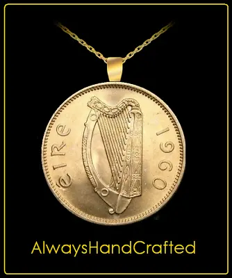 GeetarGizmos GOLDEN HARP Coin Necklace- Ireland Irish 20 Pence Jewelry • $12.95