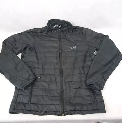 FLAW Mountain Hardwear Men's Sz L Black Duck Down Jacket Logo Light Puffer Coat • $29.98