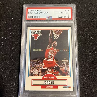 1990 Fleer # 26 Michael Jordan Chicago Bulls HOF PSA 8 NM-MT Vintage • $1