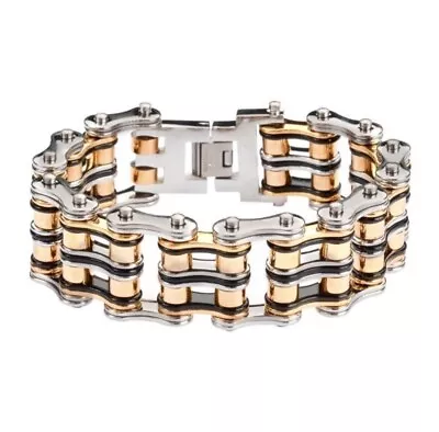 Men’s TriColor Stainless Steel Bracelet Motorcycle Biker Racing Chain Racer Bike • $39.99