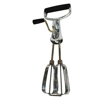 Vintage EKCO Egg Beater Manual Hand Held Mixer Gadget Stainless Steel 1960's USA • $32.05