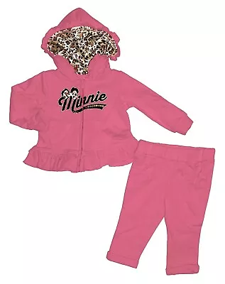 Disney Minnie Mouse Baby Girls Animal Print Hooded Top & Pants Set - NEW • $18