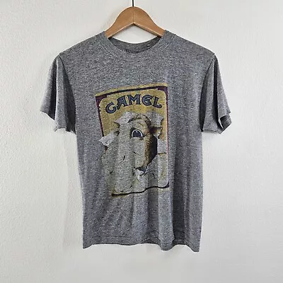 Vintage Camel Cigarette Smoking Shirt Size Medium Gray Single Stitch Made In USA • $69.99