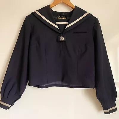 Vintage Japanese Seifuku Uniform Jacket School Navy White Trim Sailor Shirt S M • £40