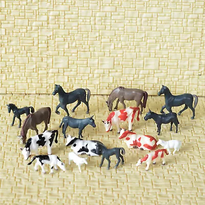 16 X HO Scale Model Railroad Scene Farm Animals Mixed Horse Cow Pony Goat Donkey • $6.99