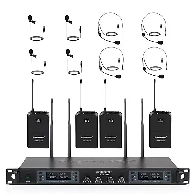 Phenyx Pro Wireless Microphone System Quad Channel Cordless 4 Bodypack Mic Set • £199.99