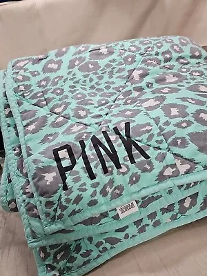 PINK Victoria's Secret Mint Cheetah Comforter. *RARE* Full Size 60 X 80 • $32.97