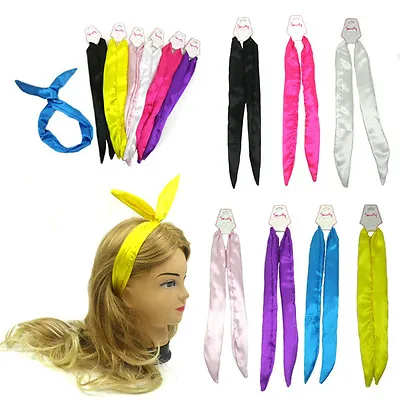 Rabbit Ear Wire Headband Head Wrap Solid Color Satin For Girls Women • $6.49