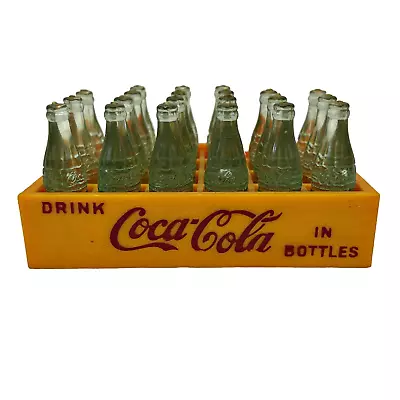 Lot Of (18) Coca Cola Miniatures Bottles In Mini Plastic Yellow Case • $24.95