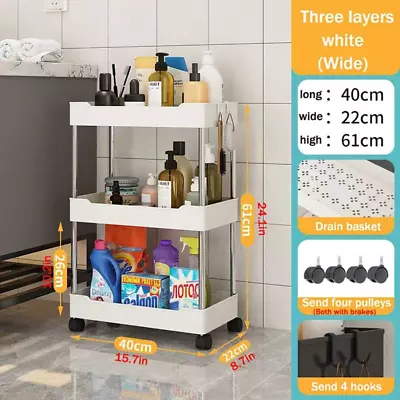 Multi-Tier Rolling Kitchen Trolley Cart Multifunctional Shelf Rack Utility Cart • $19.90