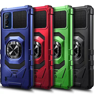 For BLU View Speed 5G Case Ring Stand Phone Cover W/ Tempered Glass Protector • $10.99