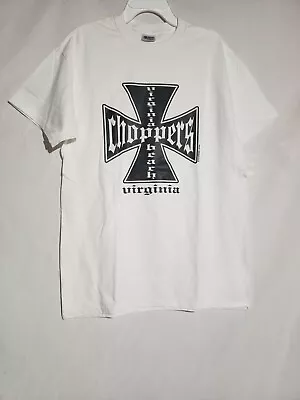 Mens Virginia VA Choppers Cross Biker White TShirt Medium Rider Gang Motorcycle • $5.99