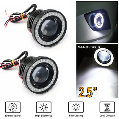 2.5 Inch Car COB LED Fog Light Projector White Angel Eyes Halo Ring DRL Lamp AA • $23.99