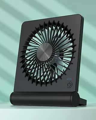 Desk Fan 2000mAh Rechargeable Battery Mini Table Fan 4-20hours Life - Black • £14