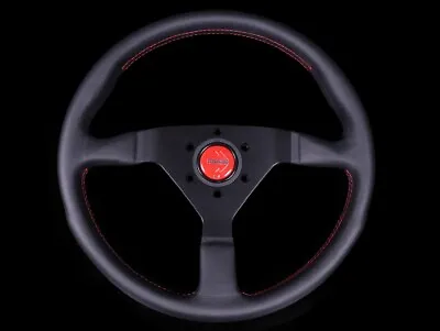 MOMO Steering Wheel Monte Carlo Black Leather With Red Stitching 350mm MCL35BK3B • $218
