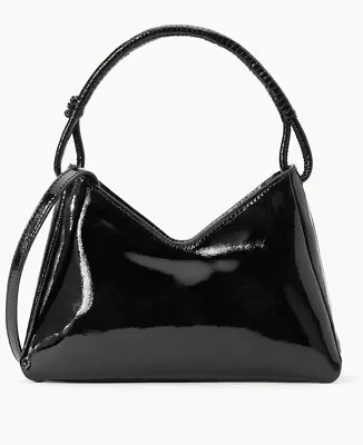 Limited NWT Staud Valerie Shoulder Bag Black Patent Leather W Crossbody Strap • $195