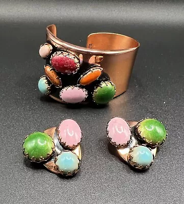 Renoir Matisse Huge Cabochon Cuff Bracelet And Earrings • $125