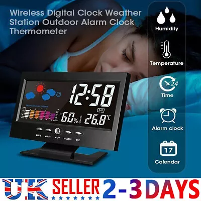 Digital Bedside Led Snooze Alarm Clock Time Temperature Day Calendar Home Clock • £10.98