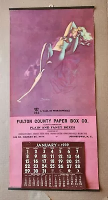 Earl Moran 1939 Rare Tin Topped Pin-up Calendar Titled  Dreaming  (11 X23 ) B&B • $13.50