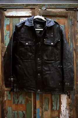 Avirex Mens Black Leather Jacket Aviator LARGE • $400
