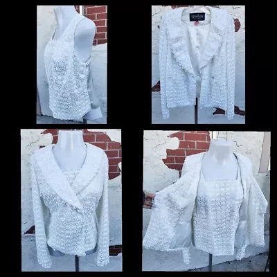 12 Women Moshita Couture Lace Blazer Jacket Ivory Off White Wedding Party Formal • $49.99