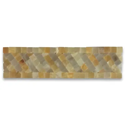 B0091P Marble Mosaic Border Listello Tile Renaissance Honey Onyx 2x7.7 Polish • $16.99