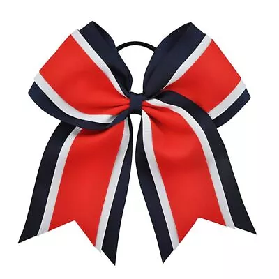 Hair Bow Elastic Bands Grosgrain Organza Ribbon Bows Girl Cheerleading Hair Band • £11.05