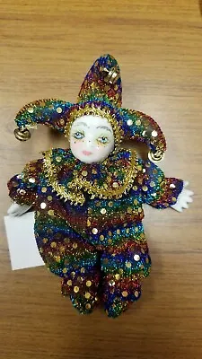 6  Mardi Gras Multi Color Jester Doll Jester Doll Sequin Jester Doll  Doll • $6.95