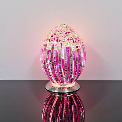 Pink Art Deco Mosaic Glass Tile Egg Table Lamp Mood Bedside Lamp Home Decor • £49.99