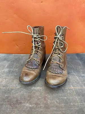 VTG Lace Up Kilted Ankle Boots Victorian Western Dark Academia Cottagecore • $54.99