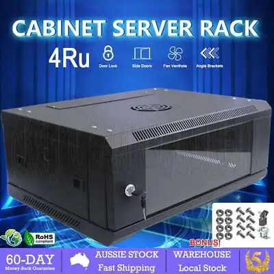 4RU 19 Inch Wall Mount Cabinet Server Rack Data 450mm Deep Network Comms 4U New • $102.95