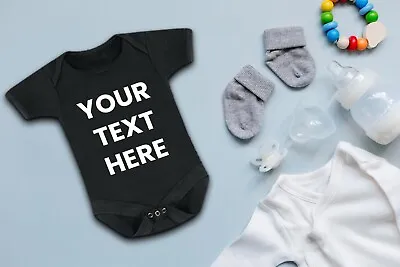 £4.99 • Buy Personalised Your Text Here Baby Bodysuit Custom Boys Girls Vest Grow Clothes