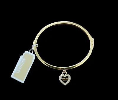 Nwt Michael Kors Women's Bangle Bracelet With Heart Charm Gold Plated $125.00 • $39.95