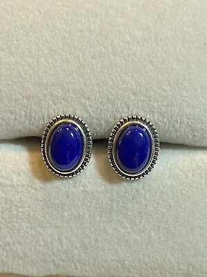 Classic 925 Sterling Silver Stunning Beautiful Blue Lapis Lazuli Stud Earrings • $19.99