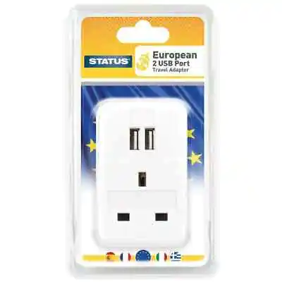 £9.49 • Buy UK To EU European Plug With 2x USB Port Adapter Plug Adaptor France Spain Europe