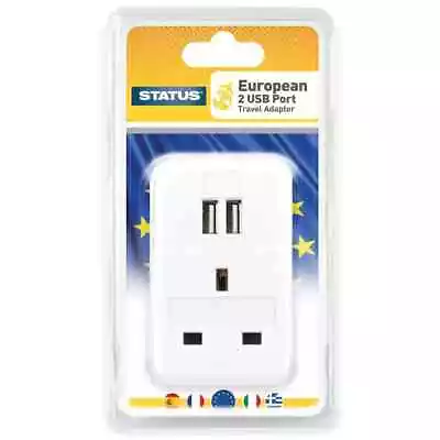 £9.49 • Buy UK To EU European Plug With 2x USB Port Adapter Plug Adaptor France Spain Europe