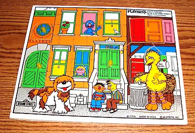 Vintage Sesame Street Wooden Puzzle Playskool 376-2 - 6 Pieces Made In USA • $6.39