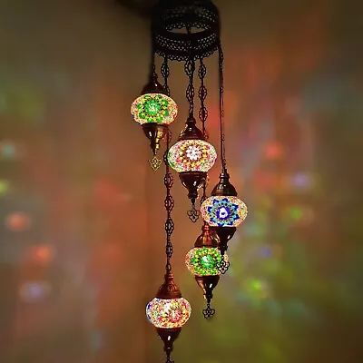 £100 • Buy Authentic Turkish Moroccan Glass Mosaic Hanging Lamp Ceiling Light Chandeliers