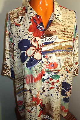 Jams World Passport Hawaiian Shirt 100% Rayon Mens Size XXL Made In USA EUC • $100